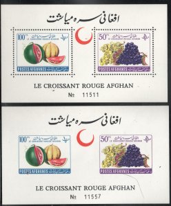 AFGHANISTAN #528-9 MNH Souvenir Sheet, Set of 2, Perf+Imperf w/surcharge