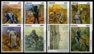 HERRICKSTAMP GHANA Sc.# 1328-37 Van Gogh Paintings Set & S/S