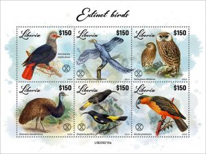 LIBERIA- 2023 - Extinct Birds - Perf 6v Sheet - Mint Never Hinged