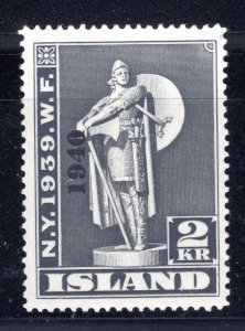 Iceland 1940 Sc 235 MNH VF 1940 NY World's Fair Overprint Key Value