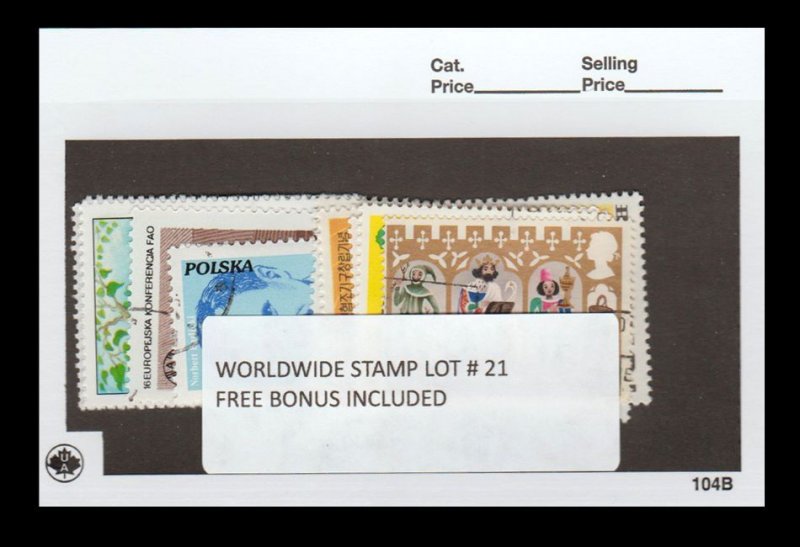 WORLWIDE STAMP LOT + BONUS. # 21