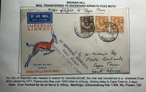 1932 Broken Hill N Rhodesia First Flight Cover FFC To Cape Town South Africa