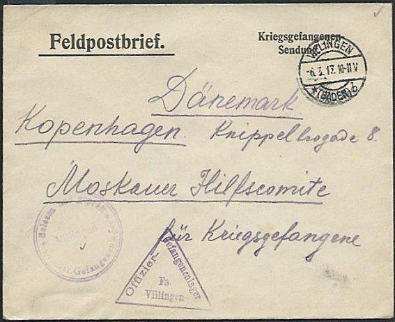 GERMANY 1917 P.O.W. cover to Red Cross, Copenhagen.................38675