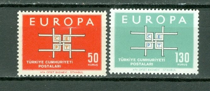 TURKEY 1963 EUROPA #1602-1603 SET  MNH...$1.40