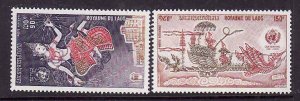 Laos-Sc#C108-9- id7-unused NH Airmail set-Sun Chariot-Meteorological-1973-