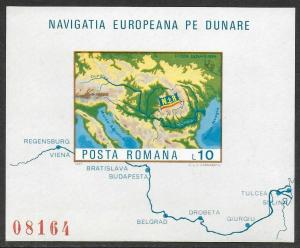 1977 Romania Danube Commission Scarce Imperf Numbered SHEET Scott #2744A VF-NH-