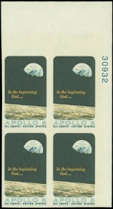 #1371 (PW) VAR 6¢ APOLLO 8 1969 RARE IMPERF PLATE BLOCK -- UNIQUE!! garyposner