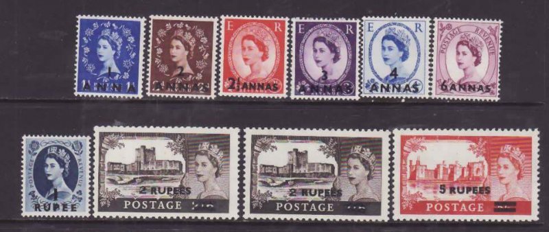Oman-Sc#56-64- id11-unused og NH QEII set + #63 with different surcharge-1955-7-