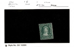 New Brunswick, Postage Stamp, #8 Mint Hinged, 1860 Queen Victoria (AF)
