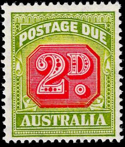 Australia Sc J73 1946 2d postage due, die 2 mxlh fine