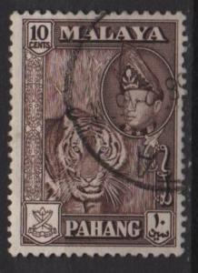 Malaya Pahang 1957  Scott 77 used - 10c, Tiger & Sultan