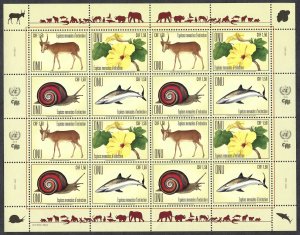 UN Geneva #646-649 1.50fr Endangered Species (2018). Full mini-sheet. MNH