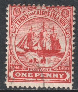 Turks Caicos Scott 2 - SG102, 1900 Badge of Islands 1d used