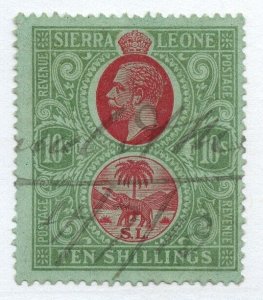 ?#118 SIERRA LEONNE TEN SHILLINGS used Cat $140 stamp