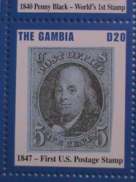 THE GAMBIA: RARE AND FAMOUS STAMPS MINIATURE SHEET MINT NOT HING