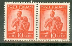 Italy 487 MNH horizontal strip of 3, scan shows a similar pair CV $210