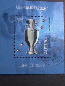 AUSTRIA 2008-SC#2161 UEFA SOCCER CHAMPIONSHIPS-HENRI DALAUNAY CUP-USED S/S VF