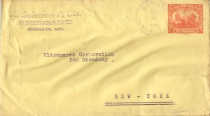 Nicaragua 2c Leon Cathedral Envelope 1921 Corinto, Nicaragua to York, N.Y.  H...