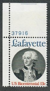 1716 Lafayette MNH single with plate number - PNS