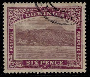 DOMINICA GV SG67, 6d purple, USED. Cat £50. WMK SCRIPT