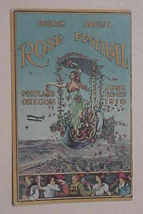 US PORTLAND OREGON ROSE FESTIVAL 1910 PICTURE  CARD COLORED  MINT