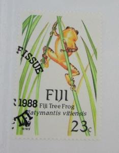 1988 FIJI SC #592 Fiji TREE FROG WWF  used stamp