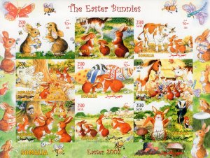 Somalia 2003 THE EASTER BUNNIES-MUSHROOMS-CATS-INSECTS SHLT.(9) IMPERFORATED MNH