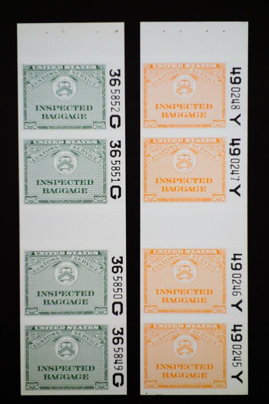 US 4 Proof of Inspected Baggage Stamp Strips