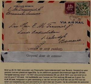 Suriname/Curacao censored cover 26.10.40