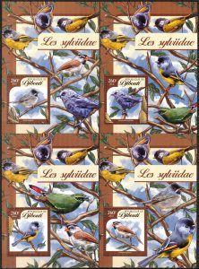 Djibouti 2016 Birds Warblers 4 S/S Deluxe MNH