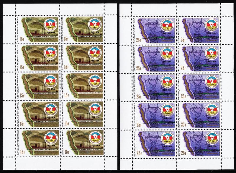 BURUNDI — SCOTT 643-647 — 1986 CEPGL MAPS SHEETS/10 (3 SCANS) — MNH — SCV $552