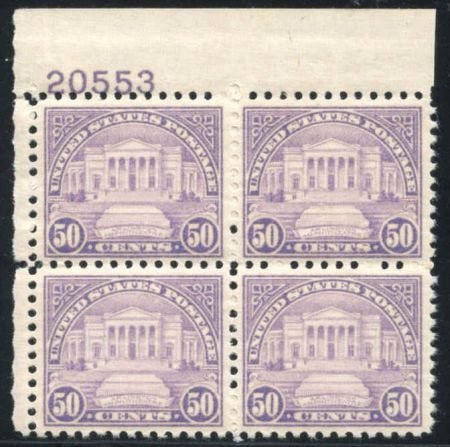 US 701 VF - XF NH cv 240.00 Plate Block