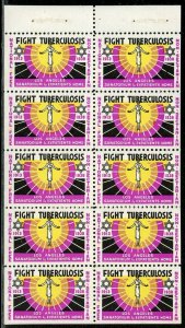 FIGHT TUBERCULOSIS 25th ANNIVERSARY JUDAIC BOOKLETPANE OF TEN MINT NEVER HINGED