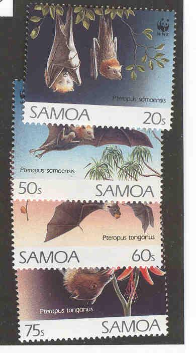 SAMOA 827-830 MNH BATS, WWF WORLD WILD LIFE FUND 1993