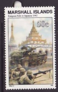 Marshall Islands-Sc#301- id9-unused NH 50c Rangoon falls-Tanks-WWII-1991-92-