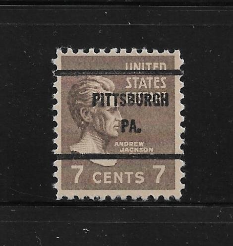 US Bureau Precancels: Pittsburgh, PA, #812-61; 7¢ 1938 Prexy; PSS CV $1.50