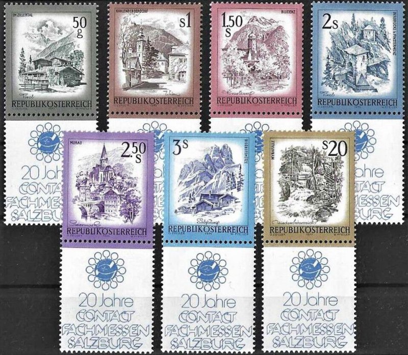 1983 Austria Definitives with Full Tabs, 20 Years Trade Fair Contact VF/MNH!
