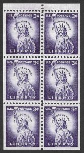 Doyle's Stamps: MVLH Liberty Booklet Pane 3c Statue of Liberty, Sct #1035d*