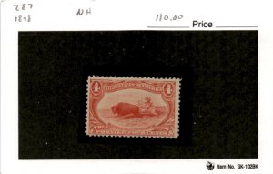 United States Postage Stamp, #287 Mint Hinged, 1898 Indian Hunts Buffalo (AF)