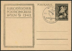 Austria German Occupation Stamp Day Stationery Card Postage 1943 Vienna WWII