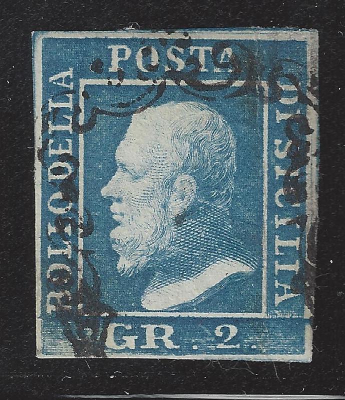 1859 Siciy - Scott # 13g - Fine 2g Stamp - Cat = $120 - (BK81)