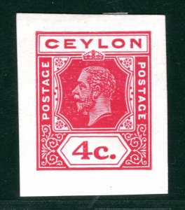 CEYLON KGV Stamp 4c Red PROOF/COLOUR TRIAL Key Plate Stationery Die YOW27