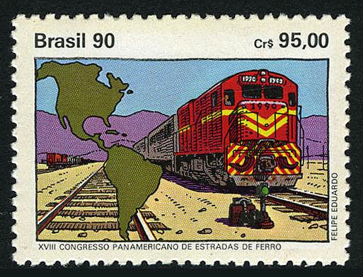 Brazil 2280, MNH. Panamerican Railroad Congress. Train, 1990