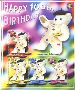 Artistic Bear 100th Birthday,  S/S 6 (GAMB2667)*