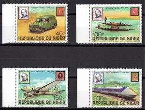 Niger 1979 Sc#474/477 TRAINS/PLAINS/CARS/ROWLAND HILL SET(4) PERFORATED MNH