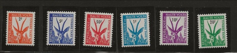 BURKINA FASO Sc J21-26 NH issue of 1962 - POSTAGE DUE SET - ANIMALS 