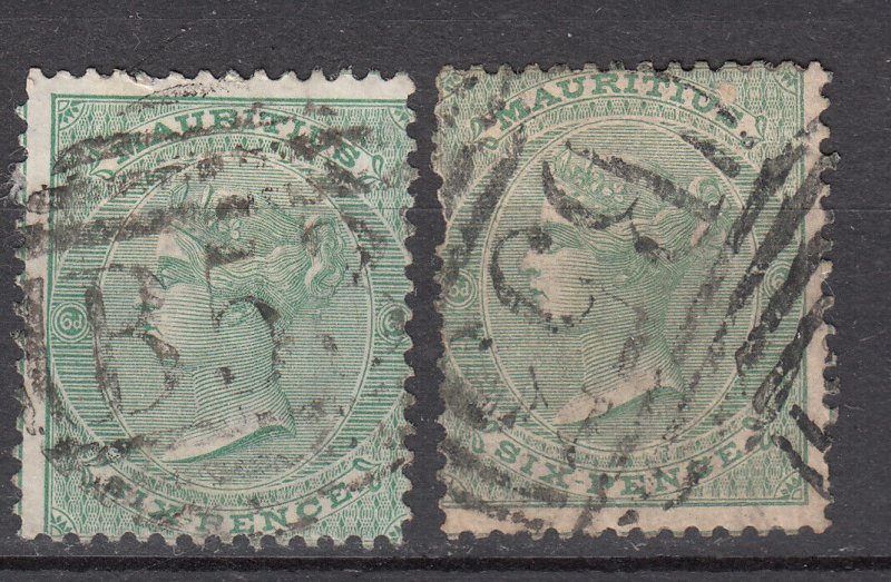 Mauritius - 1863 QV 6p Sc# 37,37a (9250) 