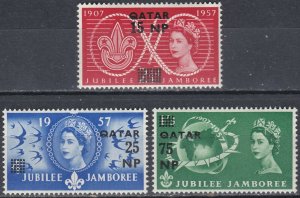 Qatar SG#16-18 World Scout Jubilee Jamboree (1957) MNH