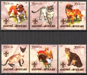 Guinea Bissau 2005 Cats and Dogs Set of 6 MNH