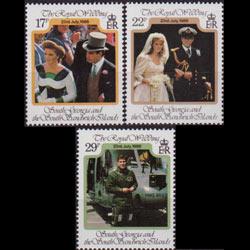 SOUTH GEORGIA 1986 - Scott# 106-8 R.Wedding Set of 3 NH